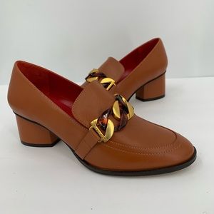 Kurt Geiger Saba Leather Block Heel Loafer Chain 7
